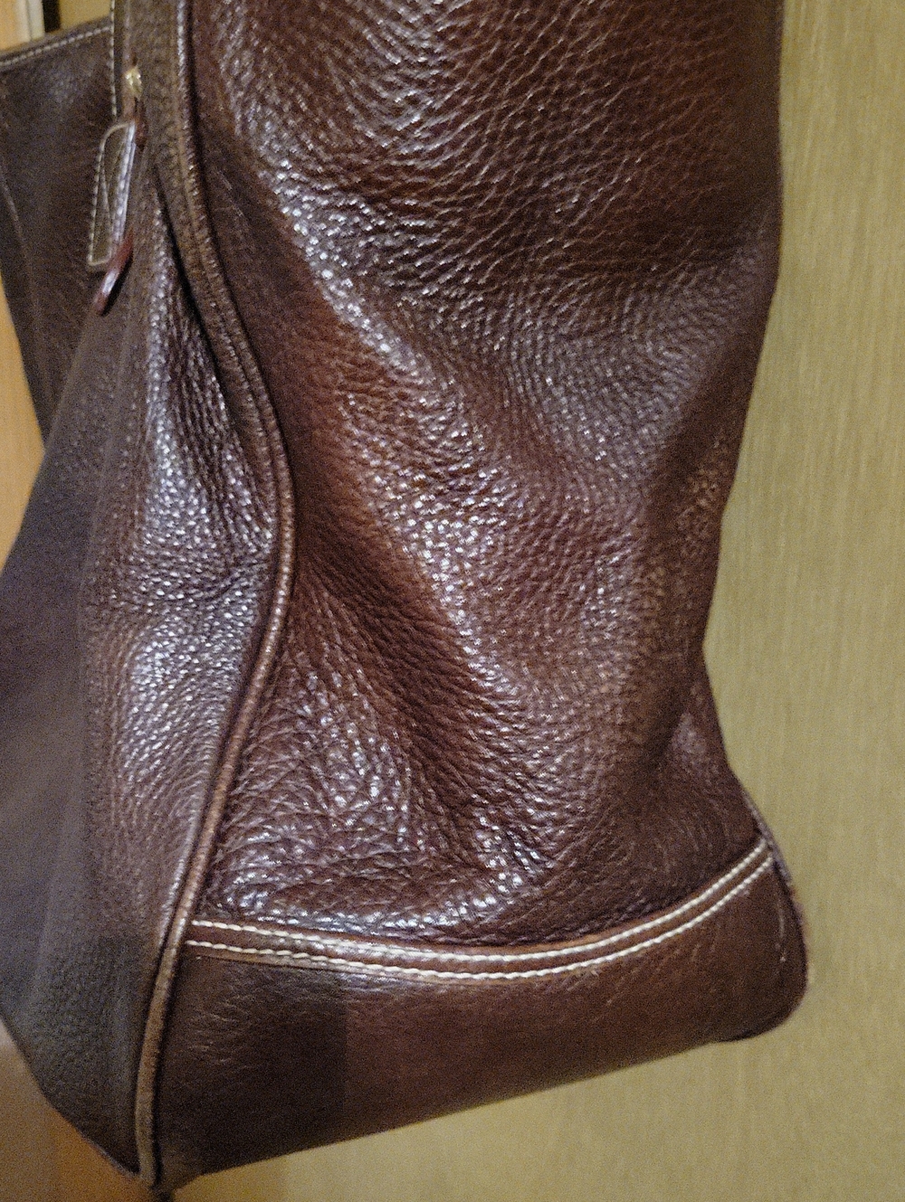 Vintage Dooney & Bourke Brown Pebble Leather Tote Ex-large - Picture 12 of 16